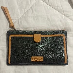 Consuela Black and Green Snakeskin Wallet